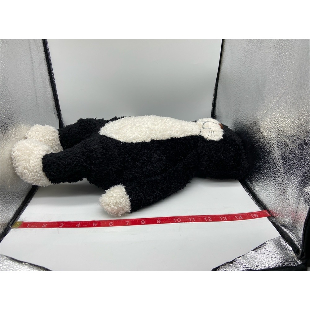 Tuxedo Cat Plush Stuffed Animal Black White Shaggy Fur Paw Prints 15 Inch - Picture 7 of 9